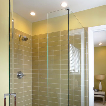 Glass Walk in Shower in Olive Green