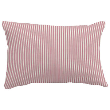 Ticking Stripe Stripe Print Throw Pillow With Linen Texture, Purple, 14"x20"