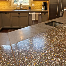 Recycled Glass Concrete Countertop Teal Mirror Contemporary