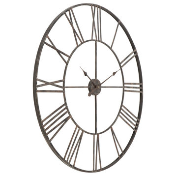 Solange Round Metal Wall Clock, Gray, 36"