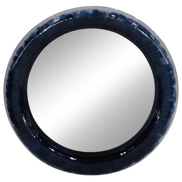Metal 36" Round Mirror, Blue