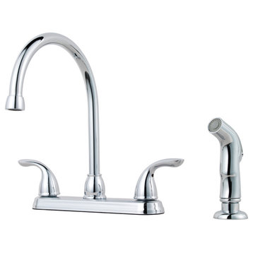 Pfirst Series 2-Handle Kitchen Faucet With Side Spray, Polished Chrome