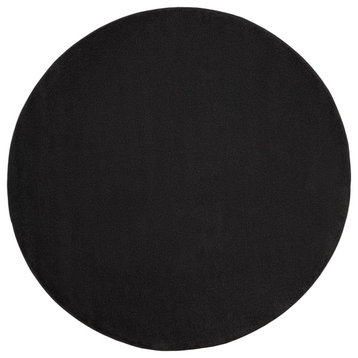 Nourison Nourison Essentials Nre01 Solid Color Rug, Black, 6'0"x6'0" Round