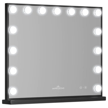 Aurora Tri-tone Vanity Mirror with Bluetooth and 15 Frosted LED Lights, Black