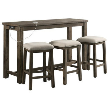 Picket House Furnishings Stanford Multipurpose Wood Bar Table Set in Gray