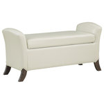 OSP Home Furnishings - Coborn Storage Bench, Cream Faux Leather With Gray Legs - Offer the perfect storage solution to any guest room or entry. An ideal place to sit and put on shoes, store pillows and throws or simply create a beautiful finishing touch to your bedroom. Durable soft-close hinge will keep fingers safe and padded faux leather upholstery make this storage bench the beautiful choice.  Simple assembly.