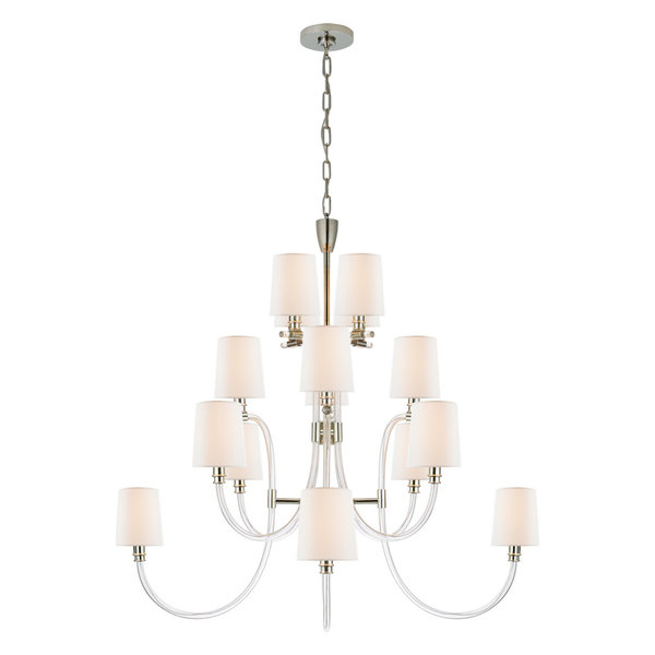 Clarice Large Chandelier, Crystal with Polished Nickel