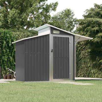 vidaXL Storage Shed Garden Shed for Furniture Storage Green Galvanized Steel, Anthracite