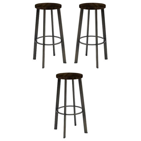 Home Square 30" Transitional Wood Seat Bar Stool in Espresso - Set of 3