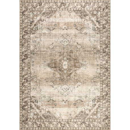 Nuloom Hillstone Collection Traditional Vintage Medallion Rug, Beige 10' x 13'