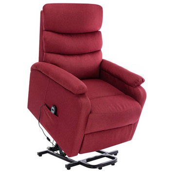 vidaXL Power Lift Recliner Electric Lift Chair for Elderly Wine Red Fabric