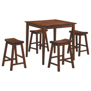Lexicon  5 Piece Solid Wood Counter Height Dining Set in Distressed Cherry