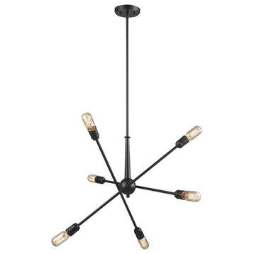 Mid Century Modern Contemporary Six Light Chandelier in Oil Rubbed Bronze
