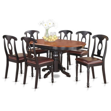 7-Piece With Pedestal Oval Dining Table And 6 Dining Chairs