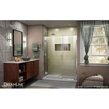 DreamLine Unidoor-X 55 1/2-56" W x 72" H Frameless Hinged Shower Door in Chrome