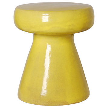 Mushroom Mustard Yellow Ceramic Garden Stool