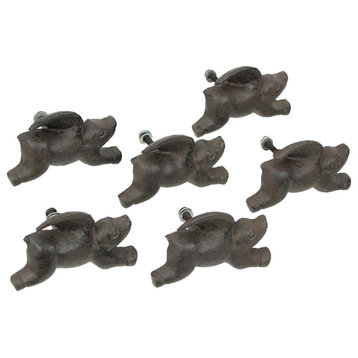 Set of 6 Cast Iron Flying Pig Drawer Pulls Decorative Cabinet Knobs Home Decor