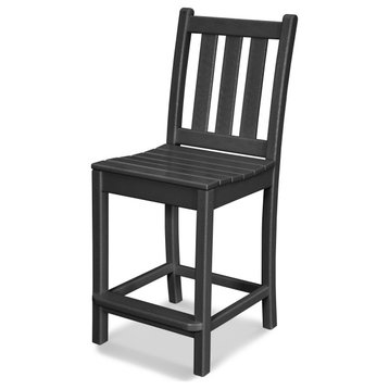 Polywood Traditional Garden Counter Side Chair, Black