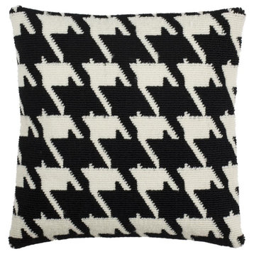 Hanne Houndstooth Pillow, Black/Ivory