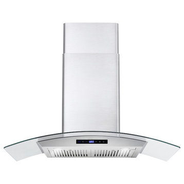 Cosmo 36" 380 CFM Glass Euro Wall Mount Range Hood With Permanent Filters