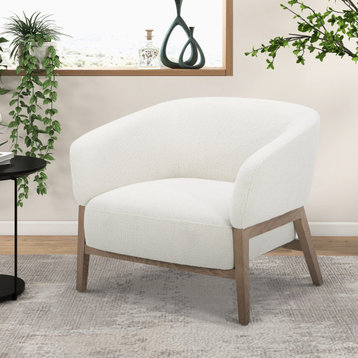 Divani Casa Giselle Mid-Century Off-White Fabric Accent Chair