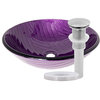 Viola Hand Painted Purple Glass Bathroom Vessel Sink with Drain, Brushed Nickel