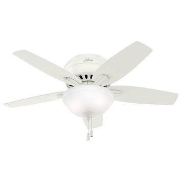 Hunter Fan Company Newsome Low Profile Fresh White Ceiling Fan With Light, 42"