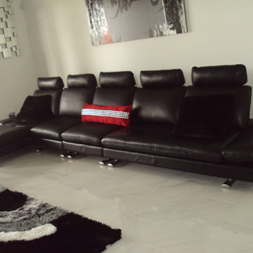 Sasha Sectional - Black Leather with added armless pieces