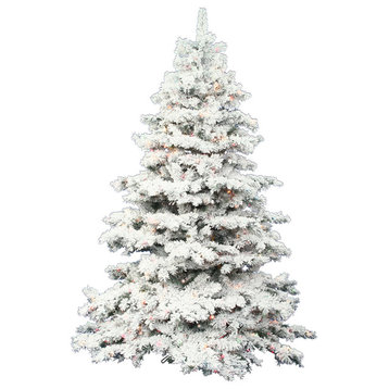 Vickerman 10'x82" Flocked Alaskan Christmas Tree, 2883T LED, 1400 Multi Colored