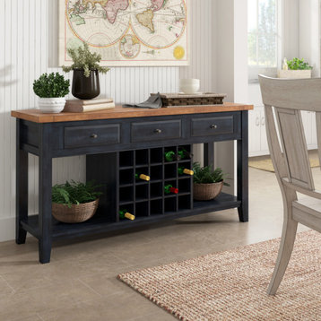 Arbor Hill Two-Tone Buffet Server With Wine Rack, Denim