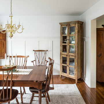 Rustic corner cabinet to pull together feel of renovated space