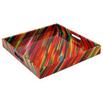 Pacific Connections - Lacquer Square Tray, Crayons Finish - Crayons Lacquer Finish. Pacific Connections was founded with the objective to provide the highest quality, lacquer finished, home accessories and furniture products. All products are hand-crafted, with multiple steps, along with meticulous care.Dimensions (in): 16"x16"x2"H