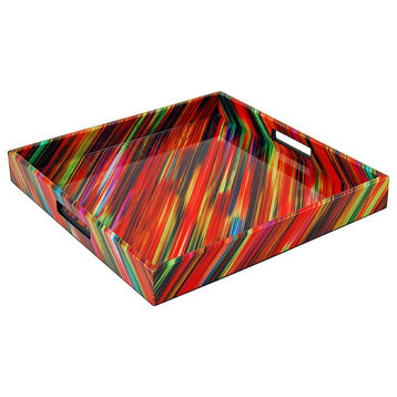 Lacquer Square Tray, Crayons Finish