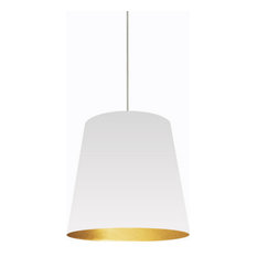 Odette 1-Light Oversized Drum Pendant, White on Gold