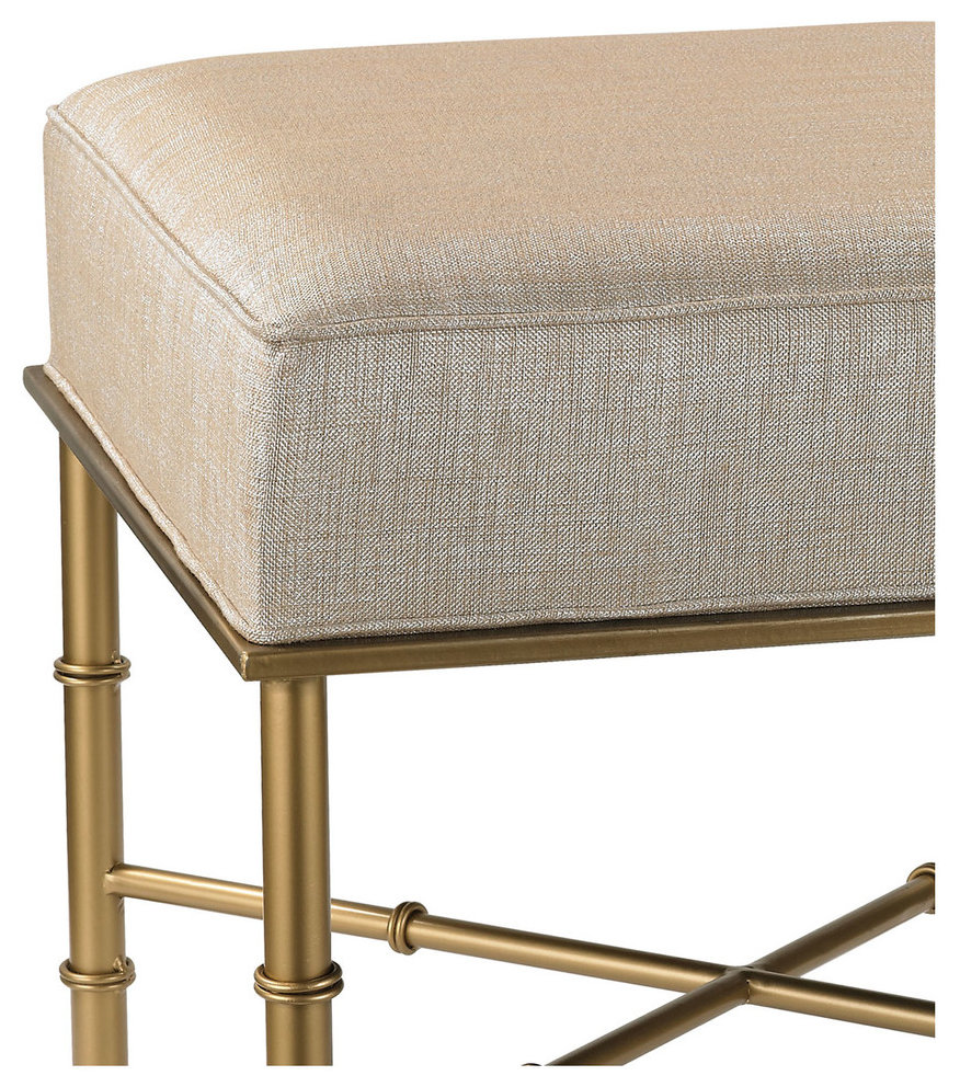 Gold Cane Bench, Cream Metallic