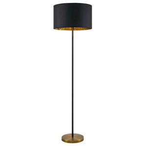 Vintage Gold Metal and Glass Lamp with Black Fabric Drum Shade -  Transitional - Table Lamps - by StyleCraft | Houzz