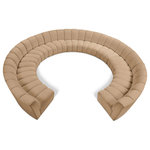 Meridian Furniture - Infinity Channel Tufted Velvet Modular Chair, Camel, 11 Piece - Create a seating group that works for every possible situation with this Infinity 11-piece sectional and other pieces in the Infinity collection. Upholstered in soft Camel velvet material that feels great against the skin and offers long-wearing beauty, this piece fits with other Infinity items for an infinite number of combinations that get your seating requirements just right but that look just as nice when used on their own.