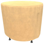 Budge - Budge All-Seasons Round Patio Table Cover Small (Nutmeg) - The Budge All-Seasons Round Patio Table Cover, Small provides high quality protection to your round patio table. The All-Seasons Collection by Budge combines a simplistic, yet elegant design with exceptional outdoor protection. Available in a neutral blue or tan color, this patio collection will cover and protect your round patio table, season after season. Our All-Seasons collection is made from a 3 layer SFS material that is both water proof and UV resistant, keeping your patio furniture protected from rain showers and harsh sun exposure. The outer layers are made from a spun-bonded polypropylene, while the interior layer is made from a microporous waterproof material that is breathable to allow trapped condensation to flow through the cover. Our waterproof patio table cover features Cover stays secure in windy conditions. With our All-Seasons Collection you'll never have to sacrifice style for protection. This collection will compliment nearly any preexisting patio decor, all while extending the life of your outdoor furniture. This round table cover measures 36" diameter x 28" drop.