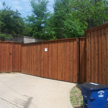 Stained Cedar Automatic Sliding Gate
