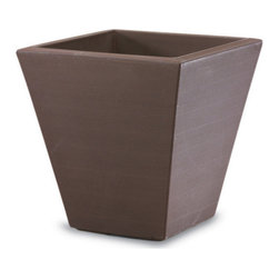 Crescent Garden - Gramercy Double Walled Low Square Planter, Vintage Copper, 20" - Outdoor Pots And Planters