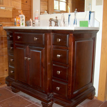 New walk-in shower in log home