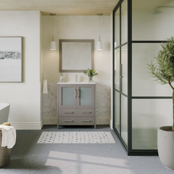 The Pullman Bathroom Vanity, Gray, 30", Single Sink, Freestanding