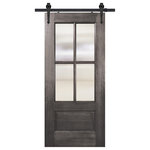 BarnDoorz - 4 Lite SDL 80" Door, 36"x80" - The 4 Lite SDL 80" Door in the BarnCraft collection is available in Mahogany wood with 27 different finishes - or unfinished. The 4 Lite SDL 80" Door all has 2 choices in size and 4 glass textures to choose from. All doors are 1.75" thick. Mahogany varies from rich golden to deep brown colors and has a straight to wavy, even grain that has a beautiful sheen when finished. Features: - Single-thickness tempered safety glass - Clear Glass - Flemish Glass - Rain Glass - Mahogany Wood If you'd like to see the finishes in person before ordering a door, finish samples are available for purchase. Click here. *** Door ships out FedEx Freight. FedEx Freight delivers curbside. Fully built doors arrive in large box. Customers are responsible for transporting the door package from delivery truck to location. All BarnCraft Barn Doors are meant to be used in a sliding function only, and in interior applications.