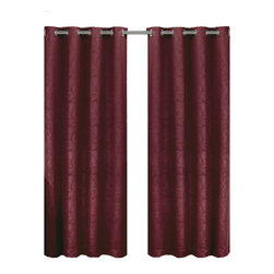 Royal Tradition - Prairie Blackout Weave Embossed Grommet Curtain, Burgundy, 52"x63" Single - Curtains