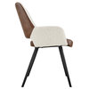 Desi Armchair, Ivory Fabric and Brown Leatherette With Black Base