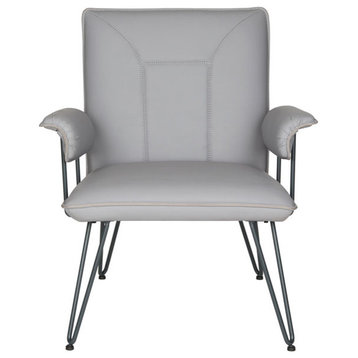 Canaan 17.3"h Mid Century Modern Leather Arm Chair Grey/ Black