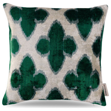 Canvello Luxury Leaf Green Carbon Grey Pillow for Couch, 16x16 in