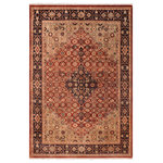 Bareens Designer Rugs - Turkish Knotted Bakshi Istanbul Dell Rust/Drk. Blue Wool Rug 8'2'' x 10'7'' - Designed with a mesmerizing intricate traditional motif this glorious hand knotted rug is a masterpiece that will fill any space with sophistication and grace. An exhilarating color pallet with an elaborate design, this masterpiece features luxurious hand spun wool with all vegetable dyes to add comfort and style to your decor. The design, color and beautiful chromatic composition with a sheen in traditional and transitional designs, exude beauty, elegance and quality make this rug a masterpiece of its own.