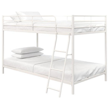 DHP Junior Twin over Twin Low Bunk Bed for Kids in White