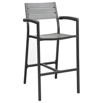 Maine Outdoor Aluminum Bar Stool, Brown/Gray